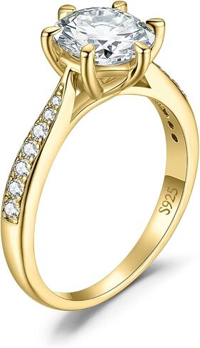 JewelryPalace الكلاسيكية 1ct 2ct 3ct مكعب زركونيا سوليتير خواتم الخطبة للنساء، 925 الفضة الاسترليني خاتم الوعد لها، جولة قطع مقلد الماس خواتم الزفاف الذكرى حجم 4-12 in Kuwait