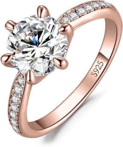 JewelryPalace الكلاسيكية 1ct 2ct 3ct مكعب زركونيا سوليتير خواتم الخطبة للنساء، 925 الفضة الاسترليني خاتم الوعد لها، جولة قطع مقلد الماس خواتم الزفاف الذكرى حجم 4-12 in Kuwait