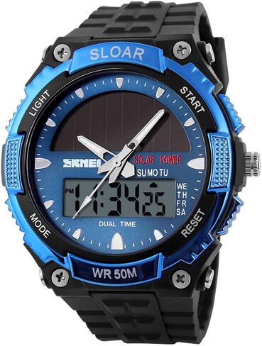 MASTOP Solar Energy Watch led Luminous Indication 2 Time Zone 50m Waterproof Watch(Silver) in Saudi Arabia
