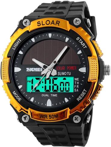 MASTOP Solar Energy Watch led Luminous Indication 2 Time Zone 50m Waterproof Watch(Silver) in Saudi Arabia