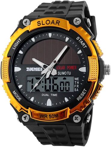 MASTOP Solar Energy Watch led Luminous Indication 2 Time Zone 50m Waterproof Watch(Silver) in Saudi Arabia