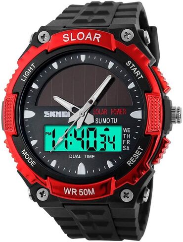 MASTOP Solar Energy Watch led Luminous Indication 2 Time Zone 50m Waterproof Watch(Silver) in Saudi Arabia