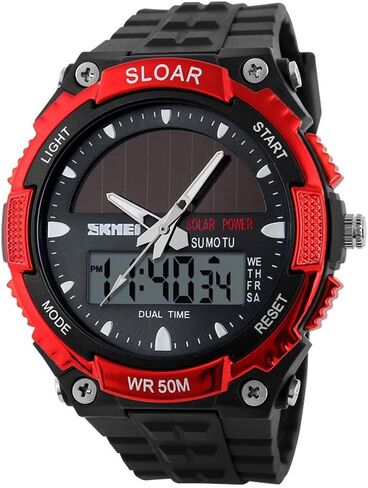 MASTOP Solar Energy Watch led Luminous Indication 2 Time Zone 50m Waterproof Watch(Silver) in Saudi Arabia
