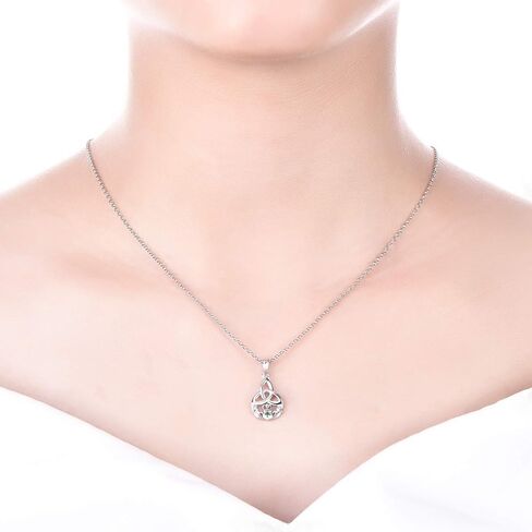 JO WISDOM 925 Sterling Silver Irish Celtic Heart Claddagh Pendant Necklace with Birthstones in Saudi Arabia