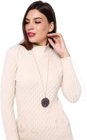 قلادة نيوميكي مصنوعة يدويًا من الكريستال على شكل دائرة للنساء قلادات طويلة على شكل قرص مع صندوق in Kuwait