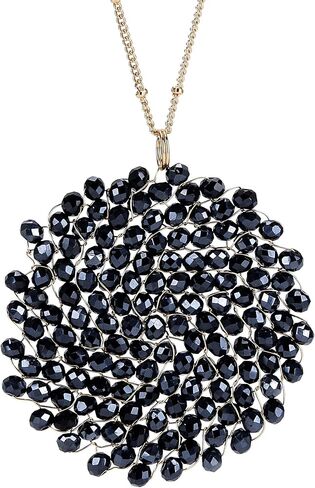 قلادة نيوميكي مصنوعة يدويًا من الكريستال على شكل دائرة للنساء قلادات طويلة على شكل قرص مع صندوق in Kuwait