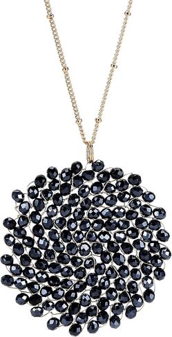 قلادة نيوميكي مصنوعة يدويًا من الكريستال على شكل دائرة للنساء قلادات طويلة على شكل قرص مع صندوق in Kuwait