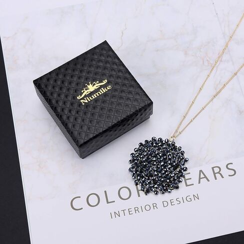 قلادة نيوميكي مصنوعة يدويًا من الكريستال على شكل دائرة للنساء قلادات طويلة على شكل قرص مع صندوق in Kuwait