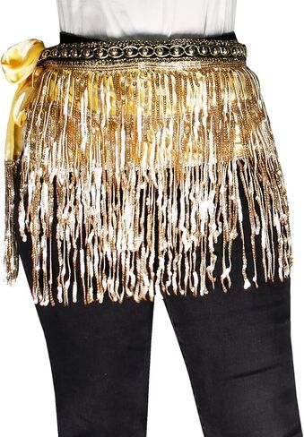 وشاح الورك للرقص الشرقي - زي ملتف مزين بالترتر وشرابة للرقص على شكل سلسلة حزام للنساء/الفتيات in Kuwait