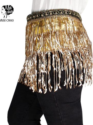 وشاح الورك للرقص الشرقي - زي ملتف مزين بالترتر وشرابة للرقص على شكل سلسلة حزام للنساء/الفتيات in Kuwait