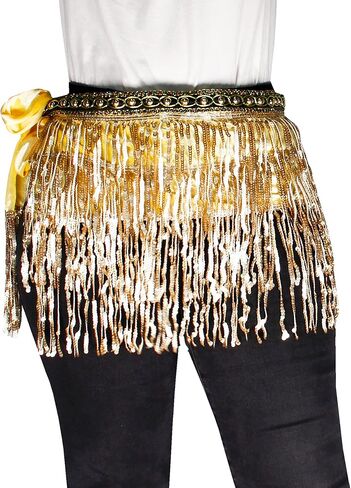 وشاح الورك للرقص الشرقي - زي ملتف مزين بالترتر وشرابة للرقص على شكل سلسلة حزام للنساء/الفتيات in Kuwait