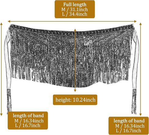 وشاح الورك للرقص الشرقي - زي ملتف مزين بالترتر وشرابة للرقص على شكل سلسلة حزام للنساء/الفتيات in Kuwait