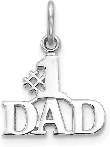 Solid 14K White Gold Number 1 Dad Charm (0.55 x 0.67 Inches) in Saudi Arabia