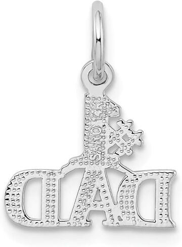 Solid 14K White Gold Number 1 Dad Charm (0.55 x 0.67 Inches) in Saudi Arabia