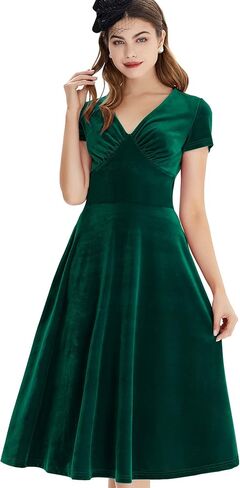 GownTown 1950s Style Short Sleeve Velvet Cocktail Party Swing Dress in Saudi Arabia
