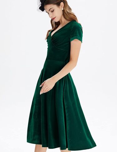 GownTown 1950s Style Short Sleeve Velvet Cocktail Party Swing Dress in Saudi Arabia