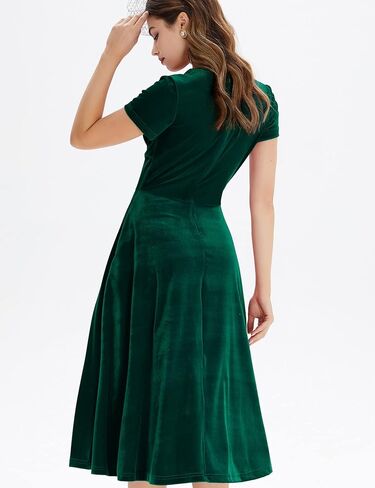 GownTown 1950s Style Short Sleeve Velvet Cocktail Party Swing Dress in Saudi Arabia