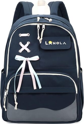 Lanola Teen Girl School Backpack Casual Daypack Bookbag Elementary College Travel Backpack with Cute Ribbon for Girls in Saudi Arabia