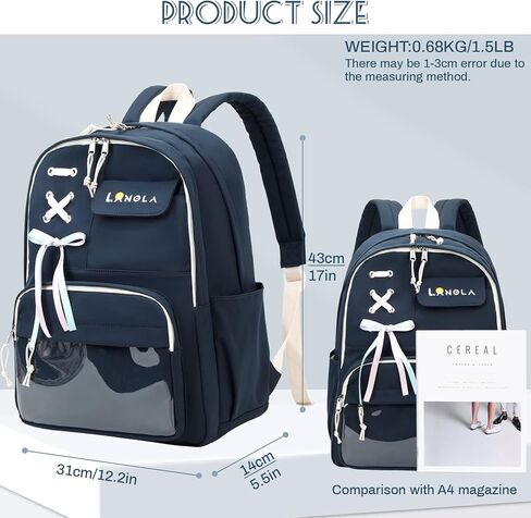 Lanola Teen Girl School Backpack Casual Daypack Bookbag Elementary College Travel Backpack with Cute Ribbon for Girls in Saudi Arabia
