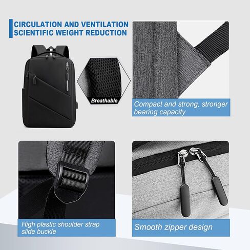 شنطة ظهر للاب توب مقاس 16 انش مع منفذ شحن USB، شنطة ظهر متينة للابتوب للسفر والاعمال، هدية لطلاب الجامعات للرجال والنساء (اسود)، اسود، مقاس عادي in Kuwait