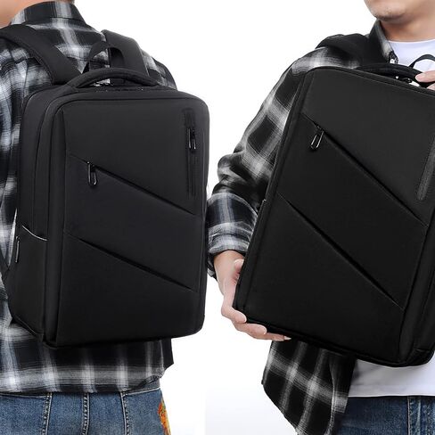 شنطة ظهر للاب توب مقاس 16 انش مع منفذ شحن USB، شنطة ظهر متينة للابتوب للسفر والاعمال، هدية لطلاب الجامعات للرجال والنساء (اسود)، اسود، مقاس عادي in Kuwait