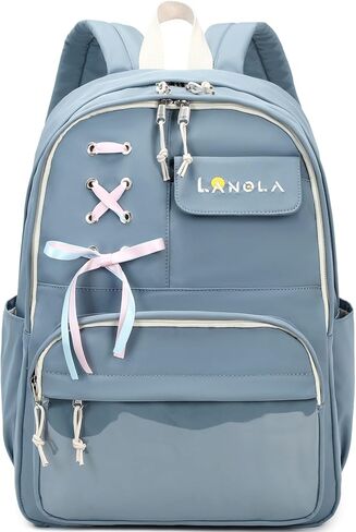 Lanola Teen Girl School Backpack Casual Daypack Bookbag Elementary College Travel Backpack with Cute Ribbon for Girls in Saudi Arabia