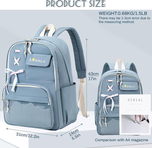 Lanola Teen Girl School Backpack Casual Daypack Bookbag Elementary College Travel Backpack with Cute Ribbon for Girls in Saudi Arabia
