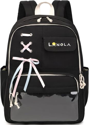 Lanola Teen Girl School Backpack Casual Daypack Bookbag Elementary College Travel Backpack with Cute Ribbon for Girls in Saudi Arabia
