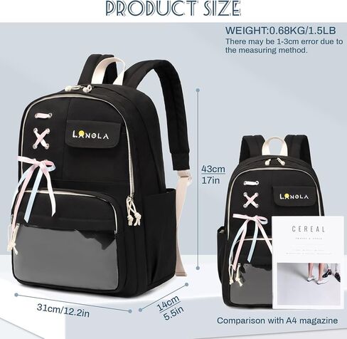 Lanola Teen Girl School Backpack Casual Daypack Bookbag Elementary College Travel Backpack with Cute Ribbon for Girls in Saudi Arabia
