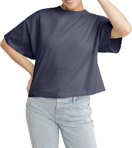 Hanes Originals Garment Washed T-Shirt, Crewneck Crop Tees for Women in Saudi Arabia
