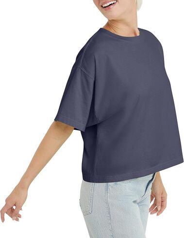 Hanes Originals Garment Washed T-Shirt, Crewneck Crop Tees for Women in Saudi Arabia