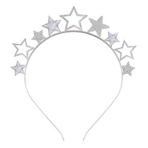 Star Headband Rhinestone Hollow Out Stars Headband Shinny Glitter Hairband for Women Girls Bride Wedding Hair Accessories (Silver Star)