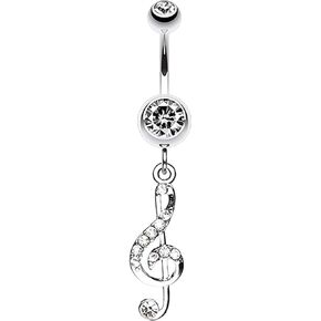 G Clef Music Note Sparkle Belly Button Ring