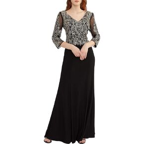 Meier Women's Mother of The Bride Quarter Length Sleeves Lace Sheath Evening Formal Dress