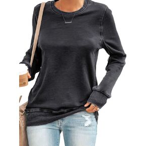 سويت شيرت نسائي كاجوال بياقة دائرية وأكمام طويلة من FARYSAYS، بلوفر ناعم وخفيف الوزن وفضفاض in Kuwait