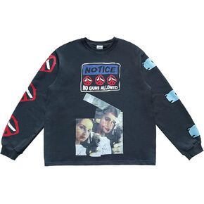 Arnodefrance الرجال خمر الرسم البلوز المتضخم طاقم الرقبة عارضة البلوز بلوزات in Kuwait