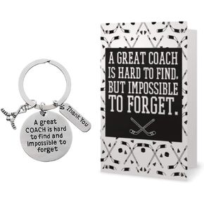 Sportybella Hockey Coach Keychain & Card Gift Set, Ice Hockey Coach Gifts, Great Coach is Hard to Find But Impossible to Forget Keychain