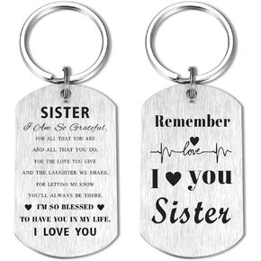 Laluminter Best Sister Ever Gifts - Graduation Christmas Gift to My Sisters - Love Sister Keychain Key Chains