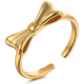 تي او ان ال يو واي اي اكس خاتم ذهبي على شكل عقدة على شكل فيونكة للنساء، مجوهرات ذهبية لطيفة بتصميم بسيط قابل للتعديل in Kuwait
