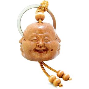Buddha Keychain - Good Luck Charms - Feng Shui Key Ring - Sandal Wood Cute Key Ring Amulets - Spiritual Gifts