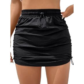 Verdusa Women's Drawstring Elastic Waist Ruched Bodycon Short Skirt