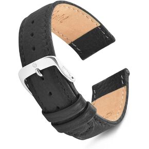 Speidel Genuine Leather Watch Band-Black Brown and Honey 16mm,18mm,19mm,20mm,22mm and 24mm Replacement Strap with Tone Stitching, Stainless Steel Metal Buckle Clasp, Watchband Fits Most Watch Brands