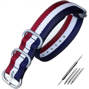 Niziruoup Watch Band حزام نايلون 18 مم 20 مم 22 مم 24 مم قطعة واحدة كلاسيكية بنمط عسكري باليستي ممتاز من خلال حزام ساعة مع إبزيم ثقيل سوار ساعة بديل للرجال والنساء