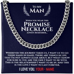 Promise Necklace For Him, Personalized Sentimental Meaningful Gifts For Boyfriend, Cool Boyfriend Necklace, To My Man Necklaces Gift, Silver Gold Cuban Link Chain For Men, Drummers Birthday Christmas Anniversary Henmink