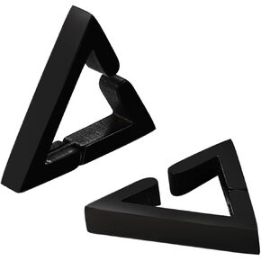 Triangle Clip On Non-Pierced Earrings Hoop for Men Women, Stainless Steel Punk Geometry Huggie Hoop Earrings Non-Piercing Jewelry