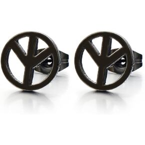 Unisex Anti-war Peace Sign Stud Earrings for Man and Women, Stainless Steel, 2pcs