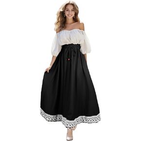 تنورة هوميلكس رينيسانس فير للنساء - مقاس كبير زي القرصان التنكري الفيكتوري طويل الحجم in Kuwait