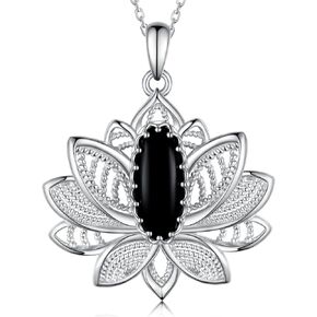 Lotus Flower Necklace 925 Sterling Silver Lotus Necklaces for Women Lotus Jewelry for Women Girls