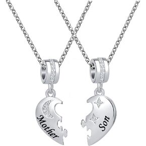 Mother Daughter Charm Necklaces Set for 2 Heart Love Dangle Matching Pendant Necklace for Women Girls Family Mom Mommy Daughter Gifts for Her