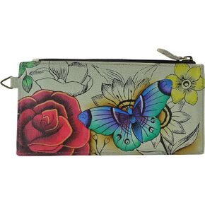 Anna by Anuschka Women's Hand Painted Genuine Leather Organizer Wallet - Floral Paradise